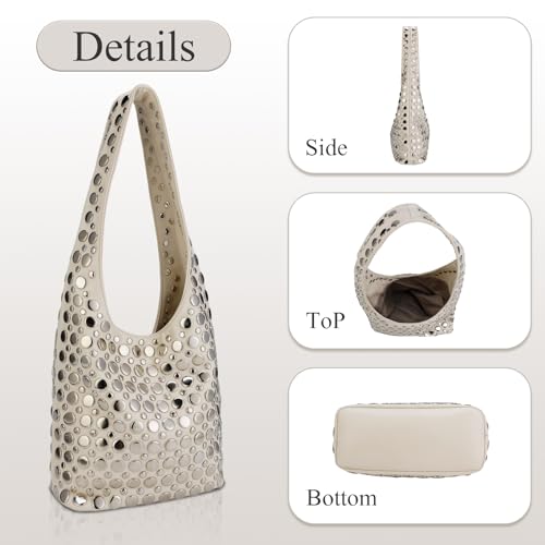 Studded Y2K Purses for Women Punk PU Leather Shoulder Hobo Bags Trendy Underarm Tote Handbags2