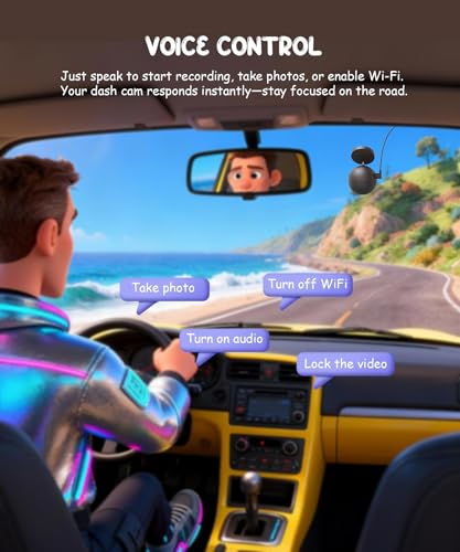 KAWA Dashcam 2K mit Sprachsteuerung – Mini-Kugelfrontkamera, 360° drehbare Halterung, 32GB-SD-Karte, WLAN & App, G-Sensor, NightEagle Engine, 24-Stunden-Parküberwachung – Videorekorder für Autos 2