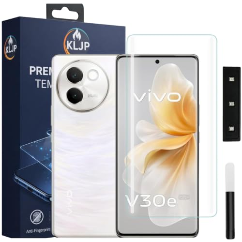 Image of Premium HD+ UV Tempered Glass Screen Protector For Vivo V30 E (Pack of 1) Full Adhesive UV Curved Screen Protector Case Friendly HD Clarity with installation kit
