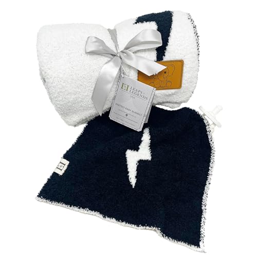 Image of Lightning Bolt Baby Lovey Pacifier /Teether Holder 10 inchx10 inch - DreamSoft Plush Fluffy Cuddly Soothie Reversible Mini Comfort Blanket - Newborn Gift Essential for Babies Boys and Girls (Black /White Combo)