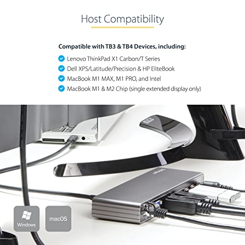 Base Thunderbolt 3 StarTech.com TB3DK2DHV gris con Ethernet Gigabit y salida 4K 5
