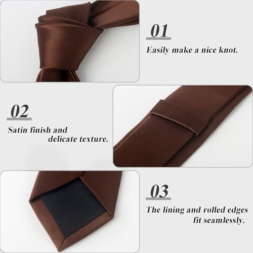 Image of Landisun Black Tie Men Women Solid Skinny Ties Slim Ties Satin Tie