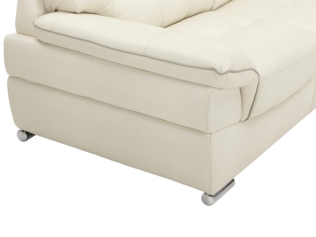 Vente-unique - Canapés 3 Places 2 Places et Un Fauteuil en Cuir Thibault - Ivoire