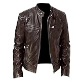 【Matériau】Le blouson de moto sélectionne un tissu en cuir PU de haute qualité, coupe-vent, imperméable, durable. Il est confortable et à la mode.Vestes en cuir pour hommes casual Windbreaker Jacket Coat