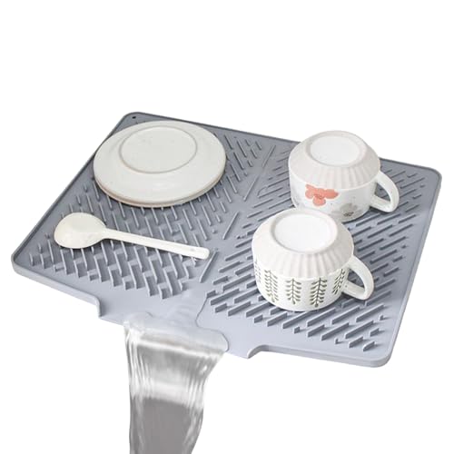 Estera Secadora | Silicona Para Fregadero Cocina Escurridor De Platos,Protector De Encimera Resistente Al Calor Con Labio De Drenaje Y Resistente Al Salpicaduras Para Fregadero