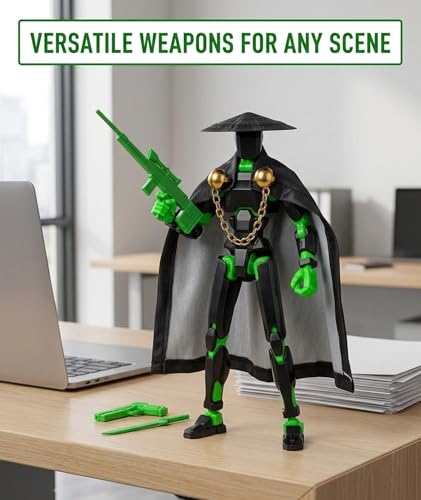 Image of 3D Printed Action Figure with Weapons and Hand Shapes, Dummy 13 Action Figure, Multi-Jointed Movable Collectible Toy for Adults and Kids, Stress Relief Fidget Figure for Collectors Gamers Hobbyists