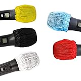 120個入マイクカバー 個别包装 使い捨て りマイクカバー抗菌マイクロフォン カバー 不織布 防塵 防風 講演 雑音防止 飛沫防止 カラオケ用 (5色ミックス)