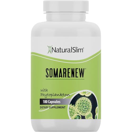 NaturalSlim Somarenew Metabolism Booster Gut Cleanse Energy Support & Full Body Cleanse Supplement with Marine Phytoplankton (Omega 3) & Black Fulvic Acid Superfood - 180 Vegetable Capsules