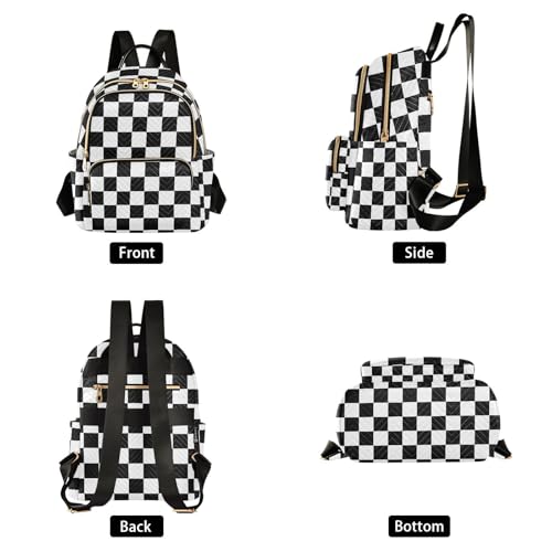 Image of ALAZA Black White Checkered Plaid Women Backpack Purse Ladies Fashion Shoulder Bag Daypack Travel Bag 7.5L