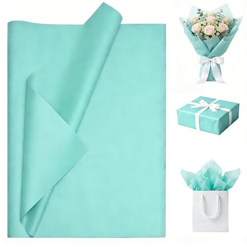Luckonway 40 Sheets 20x20 Inches Teal Tissue Paper for Gift Bags Bulk Gift Wrapping Paper for Christmas Weddings Parties & Art Crafts (Teal)