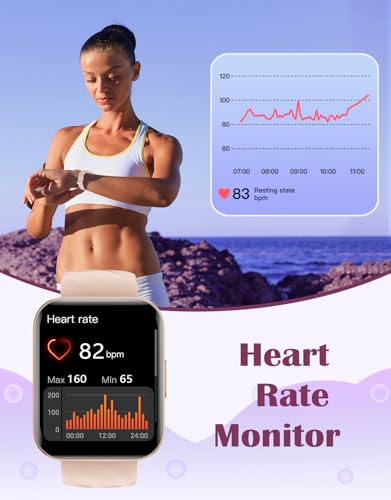 Image of RUIMEN Smart Watches for Women Men (Answer /Make Calls) Compatible with iPhone /Android Phones, 1.85 inch HD Screen Fitness Tracker Heart Rate Monitor 100+ Sports Tracker Watch Waterproof (Pink)