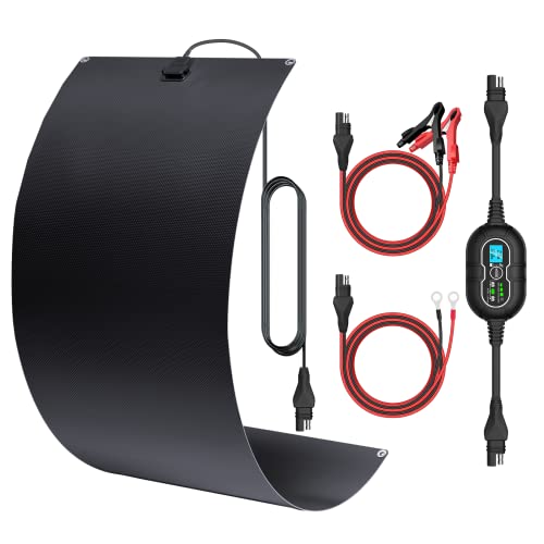 Flexible Solar Panels 100 Watt 12 Volt Monocrystalline With 10A Intelligent Mppt Charge Controller,Semi-Flexible Bendable Mono Off-Grid Solar Charger For Marine Boat Rv Trailer Van Car Uneven Surfaces #TOP18