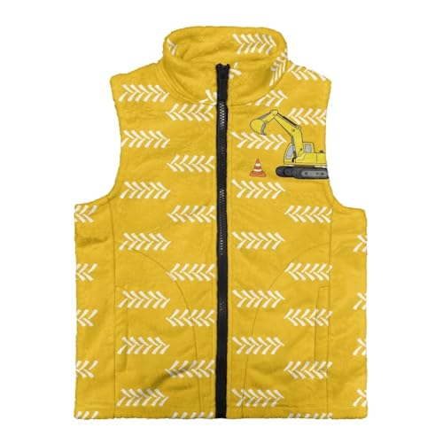 Pointodoor Excavator-Yellow Boys Zipper Vest Warm Sleeveless Jacket Teens Kids Toddler Comfortable Outerwear Fashion Trendy Spring Fall Winter Clothing