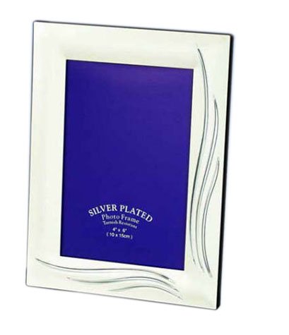 Satin Silverplated Grass Blade Design Photo/Picture Frame That Holds a 4x6 Picture/Photo