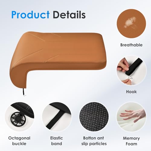 Image of FLORICH Car Seat Extender Leg Extender Support Cushion for Driver Seats Office Chair, Leather Carseat Leg Support for Long Drivers Universal Car Seat Cushion Legs Rest Pads-Beige Brown