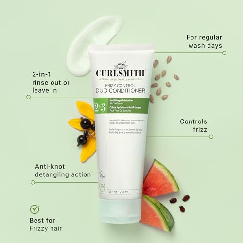 Image of CURLSMITH Frizz Control Duo Conditioner - Moisturizing Anti-Frizz Condtioner and Nourishing Leave-In for Frizz Control, For All Curl Types, Vegan & Cruelty Free
