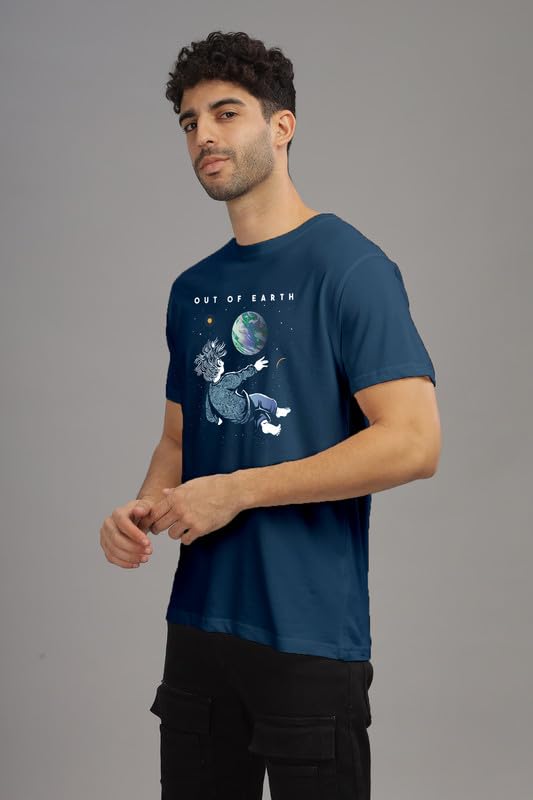 Image of XENOVAURBAN Men's Graphic Printed RN-Earth Round Neck Regular and Plus Size Cotton T-Shirt