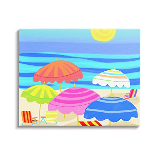 Stupell Industries Vibrant Sun Umbrellas Summer Beach Shore Scene Canvas Wall Art, Design By Maret Hensick