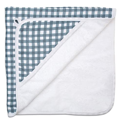 Image of Lulujo Hooded Towel Absorbent Cotton Dual Layer, 40 x 40-inches, Navy & Gingham