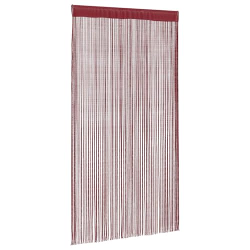 Rideau à fils bordeaux 100x250 cm en polyester avec cordon lot de 2