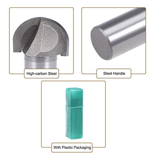 Uxcell Router Bit 1/2 Inch Shank 7/8 Inch Cutting Dia. Core Box 2 Flutes Carbon Steel For Carpentry Woodworking Milling Cutter Tool #TOP3