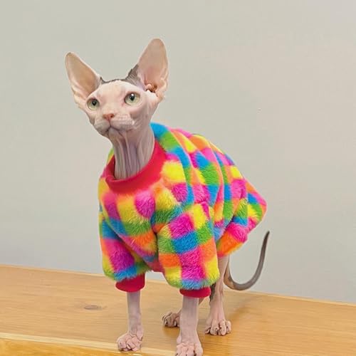 Pull chat Sphynx vêtement hiver Devon Rex plaid chaud à manche - 8