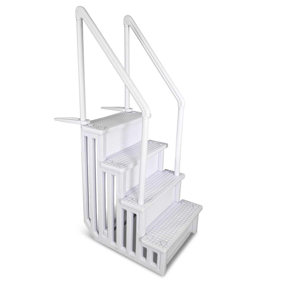 Schwimmbadleiter Easy Entry Synthetic 4-stufig - Kunststofftreppe mit 2 Gewichten - Variable Beckentiefe 122 bis 137 cm - Für eingelassene Pools - Bis 110 kg