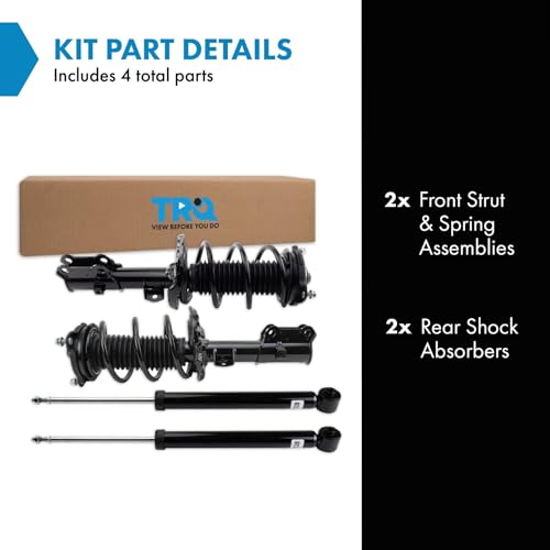Image of TRQ Front and Rear Complete Strut Assembly & Shock Absorber Kit Complete Strut & Coil Spring Assembly Compatible with 2017-2020 Hyundai Elantra Korea Built Models