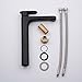 Bathroom Vessel Sink Faucet Matte Black Faucet Tall Body Single Handle One Hole Brass Vanity Faucets,Hot and Cold Water Hoses Included,Beelee BL1842BP
