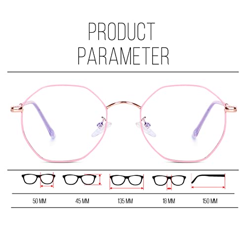 Image of Hexagonal Shape Blue Cut Antiglare Zero Power Computer Eyeglasses For Men And Women | Blue Light Filtering Glasses For Computer And Mobile Use | 100% UV Protection