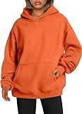 Womens Oversized Pullover Hoodies Winter Casual Fleece Sweatshirts Cute Hoodie Sweater Fall Outwear with Pockets (Orange,Small)