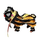 Fxzqgnh Handpuppe, Handgefertigte Puppe, Chinesische Löwenmarionette, Spielzeug für Multikulturelle Projekte, Kinder, Die Den Löwentanz Lieben, Gelb Schwarz