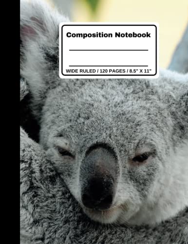Koala Composition Notebook Wide Ruled: 120 Pages, 8.5"X11"|Koala For Girls Kids Boys Teens Students Adults| Koala School Supplies: Koala For ... notebook for kids|koala notebook journal image 2