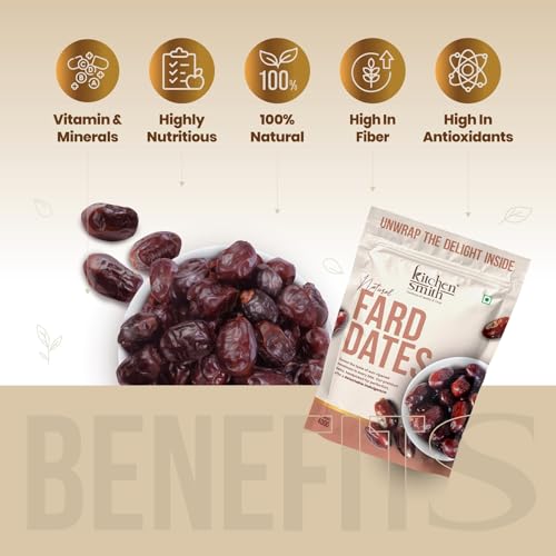 Image of KitchenSmith Fard Dates - Pack of 2 (400gm Each) | Omani Fard Dates No Preservatives & Added Sugar | High Fibre | Energy Health Snacks | Premium Khajoor
