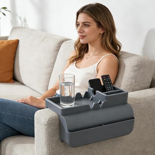 Mesa para reposabrazos de sofá con base de silicona antideslizante 8