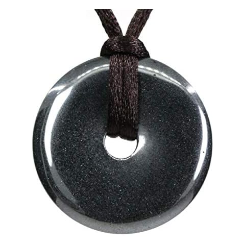 Natural Hematite Peace Donut 30M Beads Adjustable Braided Macrame Tassels Pendant Unisex Cover