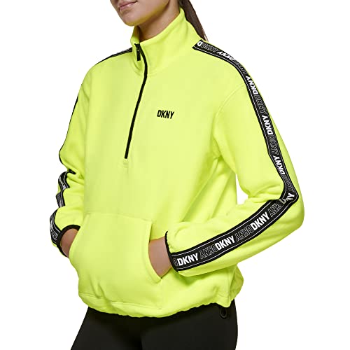DKNY Sport Flip Logo Tape Quarter Zip Jacket Chaqueta con Cuello Embudo, Zest, XS para Mujer