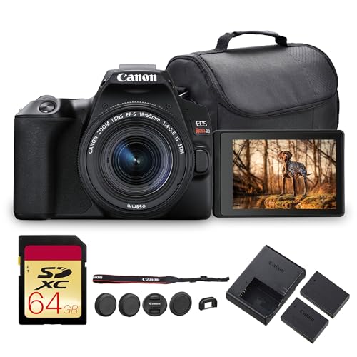 Image of Canon EOS Rebel SL3 DSLR Camera with 18-55mm Lens (Black) | 24.1MP APS-C Sensor, Dual Pixel AF & 4K Video | Great for Beginners & Everyday Photography (3453C002) + 64GB Card + LP-E17 Battery + Bag