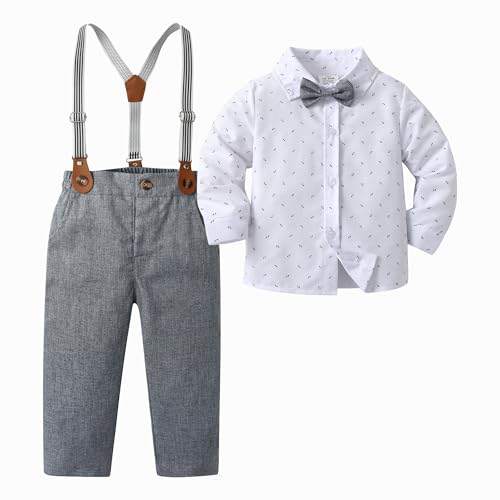 Image of Baby Boys Pants Sets, Infant Long Sleeve Shirt + Pants + Bow Tie + Suspenders,Toddler Gentleman Outfits