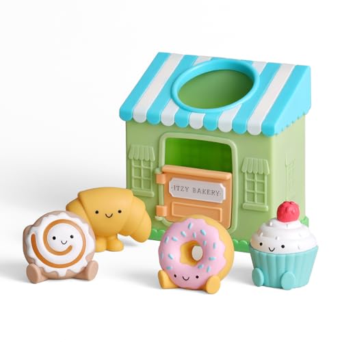 Image of Itzy Ritzy Put & Take Activity Toy – Spill & Fill Includes 4 Squeezable Pieces for Infants & Toddlers – Great for Sorting, Imaginative Play & Sensory Engagement (Bakery)