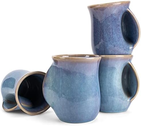 Elanze Designs Reactive Glaze Service De Table 16 Pièces En Céramique Rustique Bohème Avec Assiettes, Bols, Tasses Et Tasses – Service Pour 4 Personnes, Gris Pâle