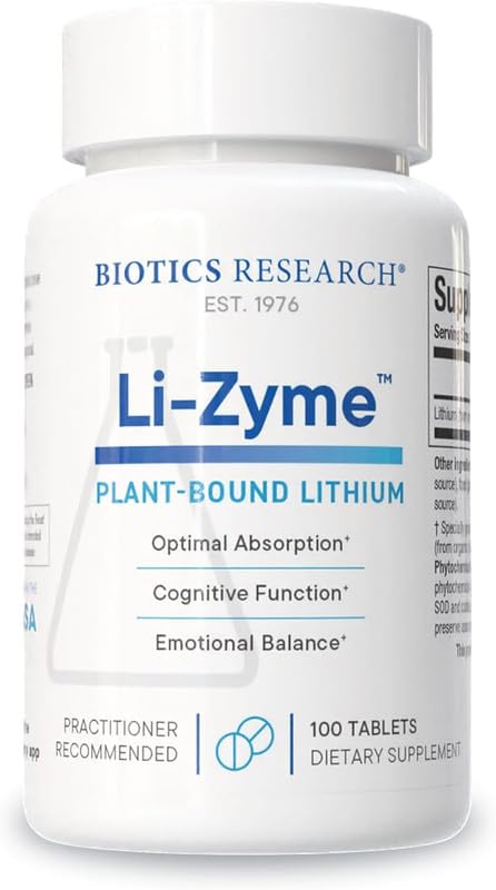 Evorina Biotics Research Li Zyme 50 micrograms, Lithium as a Whole Food, phytochemically Bound Lithium, Highly bioavailable, Supports Brain Function, Memory and Mood Support, 100 Tablets | High Strength Herbal Supplement | Clean Label Ayurvedic Wellness-image-32