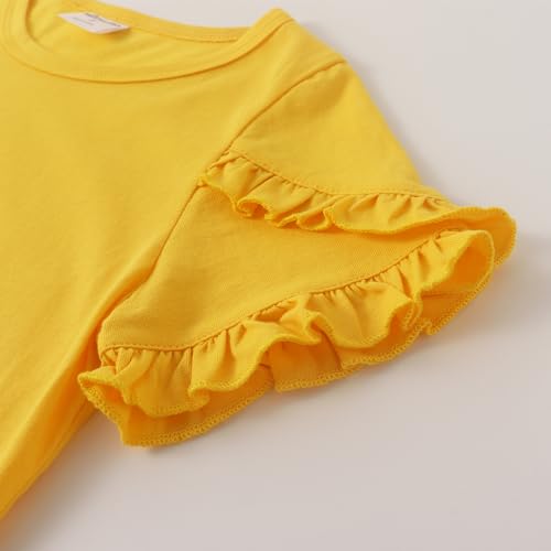 Noomelfish Girls Ruffle Short Sleeve T-Shirts Summer Casual Tee Tops Blouse (5-12 Years)3