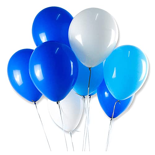 FONBALLOON PARTY Balloons 3 Color-White,Blue,Light Blue,12 Inch 100 Pcs ,Thicken Round Balloons With Strong Latex for Birthday Party Decorations Supplies