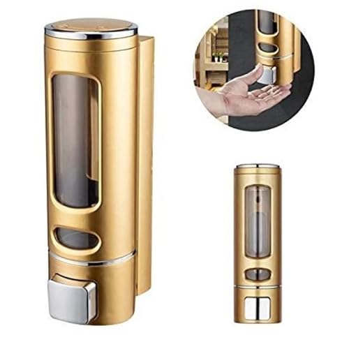 Image of Combo Pack Wall-Mounted Soap Dispenser for Bathroom | Wash Basin Liquid Sanitizer & Shower Gel | 400ml Capsule Design | White and Gold ABS Plastic | Pack of 2 | Durable & Easy Refill