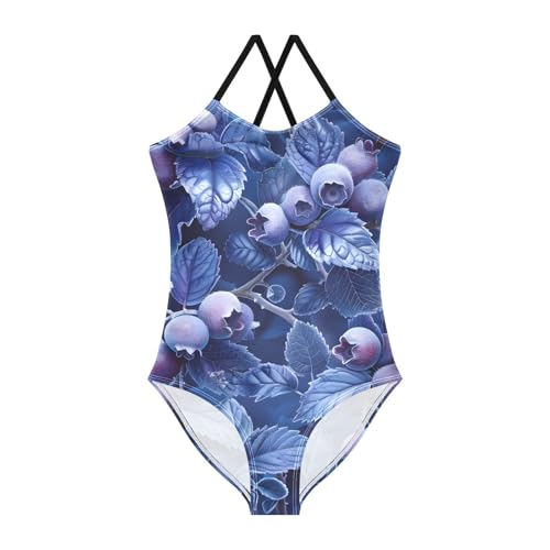 senya Girls Swimsuits Blueberries Fruit One-Piece Swimwear Quick Dry Girls Bathing Suits for 3 Years Old