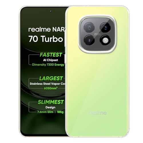 Image of Amazon Brand - Solimo for Realme Narzo 70 Turbo 5G Premium Transparent Soft Silicon Crystal Clear Back Cover [Transparent] - Pack of 2