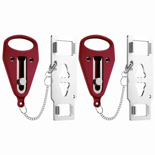 POCKETLOCK Portable Door Lock 2 Pack for Travel – Hotel Door Locks for Travelers Security – Door Safety Lock from Inside for Home & Apartment – Travel Locks for Hotel Rooms – (Red)