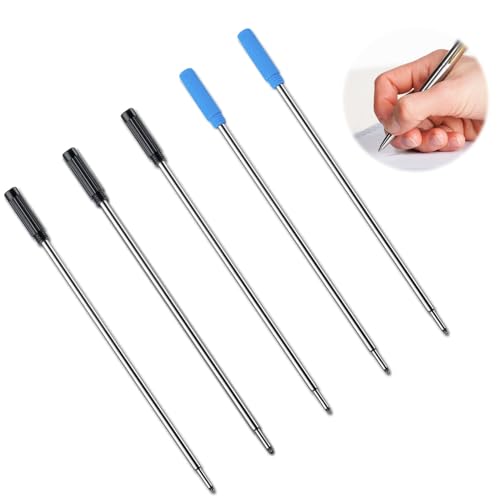 INBOLM Pen Refills, 5 Pcs Replaceable Ballpoint Pen Refills Cross Pen Refill Standard Medium Point Metal Pens Refills Smooth Writing Suitable for Most Ball Point Pens - Easy to Install