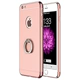 RANVOO [CLIP-ON] iPhone 6s Plus/6 Plus Case, 3-piece Ultra Slim Hard Case with Kickstand Ring, Rose Gold
